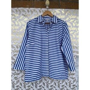 Hinson Wu XENA Striped Cotton Blouse | Blue & White Gingham Back Detail | Size L